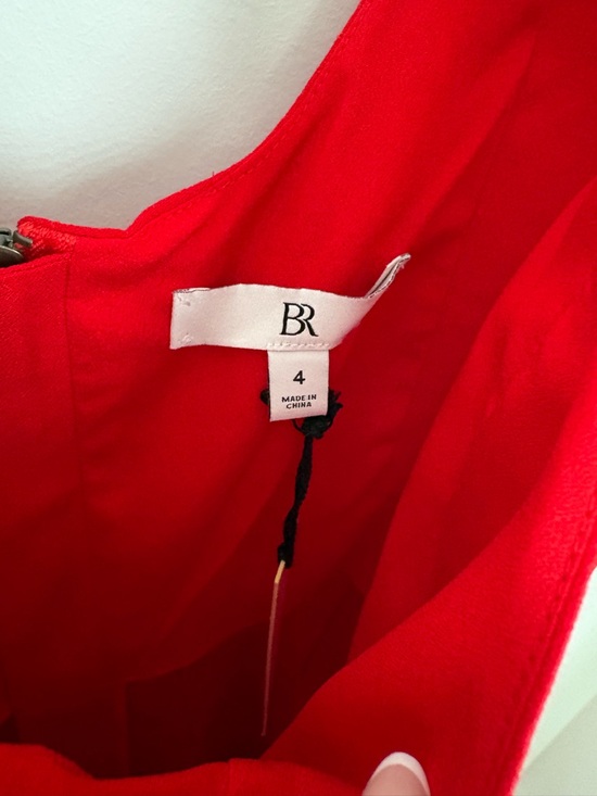 NWT $330 BR Banana Republic Structured Red Seamed Scoop Neck Midi Dress Size 4 - Picture 6 of 10